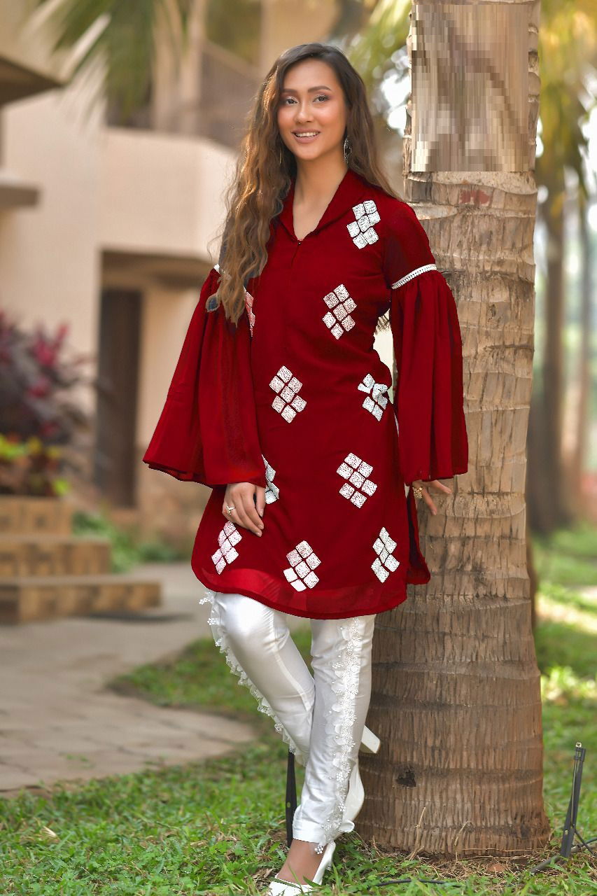 Laiba Am 104 Heavy Festive Wear Pure Georgette Designer Top With Bottom Collection